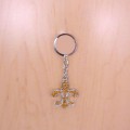 180728-GOLD/BLACK ROUND FLEUR DE LIS KEY CHAIN HOLDER